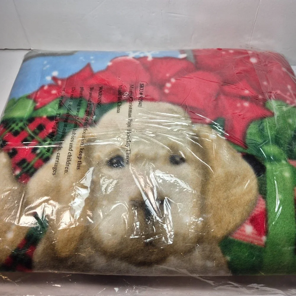 Susan Winget Yellow Labrador Retriever Red Truck Fleece Throw Blanket Christmas